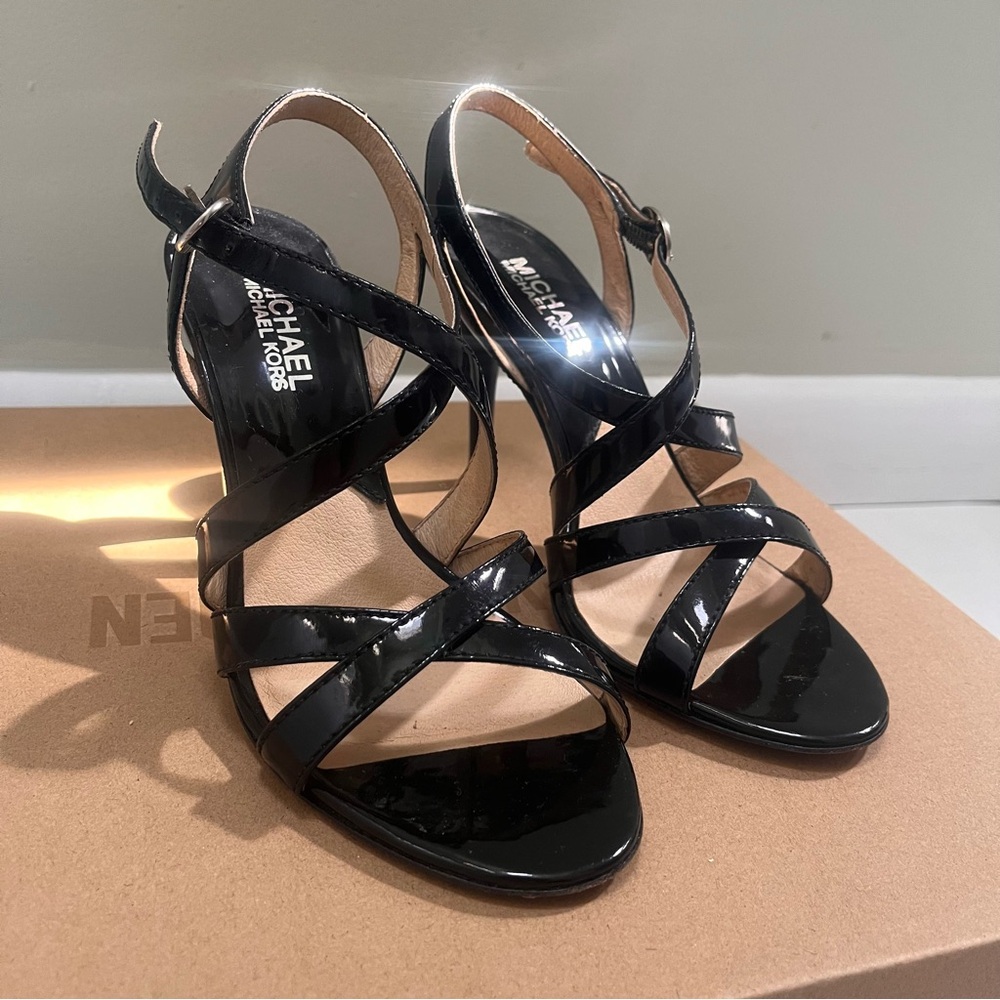MICHAEL KORS real leather y2k black strappy sandal heels